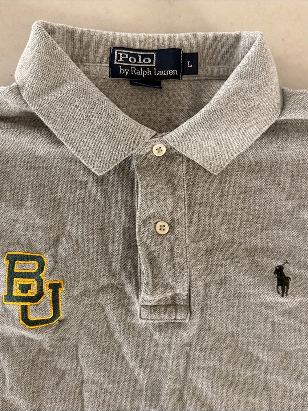 Baylor Bears Polo Ralph Lauren Short Sleeve Gray Size Large Men’s